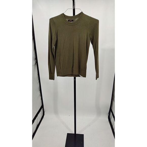 Quince Sweaters - Quince Women Lightweight Cotton Cashmere Crew Sweater Green Sleeved Top XS